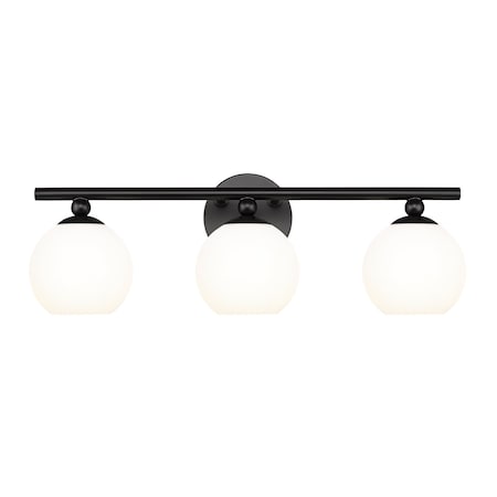 Z-Lite Neoma Vanity, 3-Light, 21.75 In.W x 6.75 In.L x 7.25 In.H, Matte Black/Opal Etched 1100-3V-MB